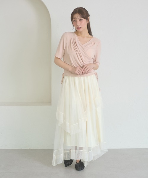 Ambre Neige（アンブルネージュ）の「asymmetry tulle long skirt / アシメチュールロングスカート（スカート・レディース・アイボリー/チャコールグレー・FREE）」の12枚目の写真