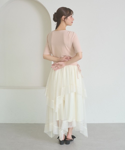 Ambre Neige（アンブルネージュ）の「asymmetry tulle long skirt / アシメチュールロングスカート（スカート・レディース・アイボリー/チャコールグレー・FREE）」の20枚目の写真