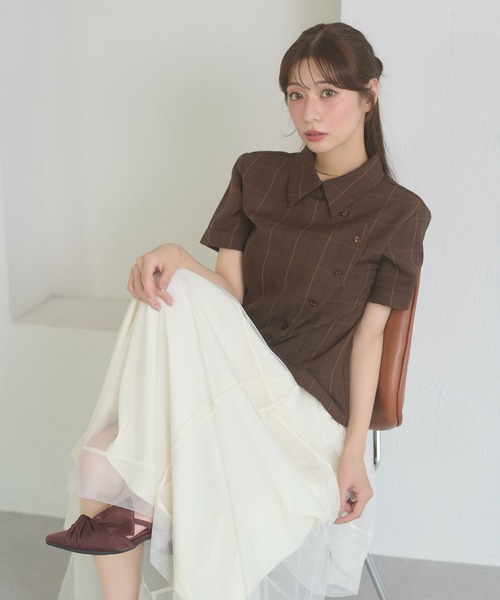Ambre Neige（アンブルネージュ）の「asymmetry tulle long skirt / アシメチュールロングスカート（スカート・レディース・アイボリー/チャコールグレー・FREE）」の14枚目の写真