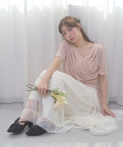 Ambre Neige（アンブルネージュ）の「asymmetry tulle long skirt / アシメチュールロングスカート（スカート・レディース・アイボリー/チャコールグレー・FREE）」の10枚目の写真