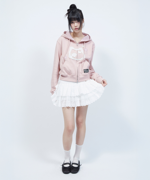LMR(エルエムアール)の「キャットシンボルパッチワーククロップフードジップアップ PINK(パーカー・レディース・PINK・LARGE/SMALL/MEDIUM)」の9枚目の写真