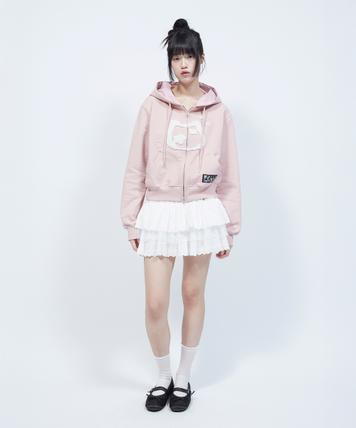 LMR(エルエムアール)の「キャットシンボルパッチワーククロップフードジップアップ PINK(パーカー・レディース・PINK・LARGE/SMALL/MEDIUM)」の11枚目の写真