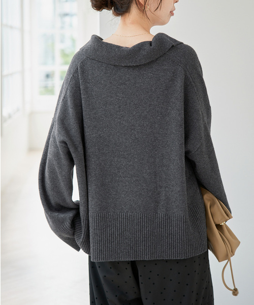 Spick & Span(スピックアンドスパン)の「ルーズウールポロシャツニット(ニット/セーター・レディース・ベージュ/レッド/チャコールグレー・FREE)」の10枚目の写真