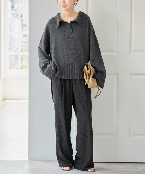 Spick & Span(スピックアンドスパン)の「ルーズウールポロシャツニット(ニット/セーター・レディース・ベージュ/レッド/チャコールグレー・FREE)」の11枚目の写真