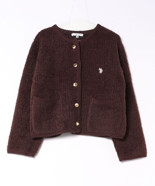 U.S. POLO ASSN.(ユーエスポロアッスン)の「【U.S. POLO ASSN.】ワンポイント刺繍ニットボアジャケット(その他アウター・レディース・ブラウン/チャコールグレー/アイボリー・M)」の3枚目の写真