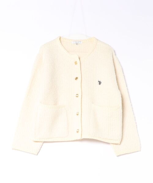 U.S. POLO ASSN.(ユーエスポロアッスン)の「【U.S. POLO ASSN.】ワンポイント刺繍ニットボアジャケット(その他アウター・レディース・ブラウン/チャコールグレー/アイボリー・M)」の1枚目の写真
