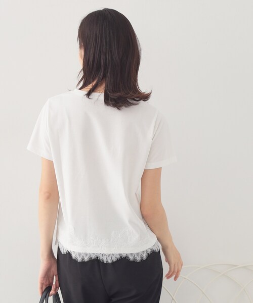 index(インデックス)の「【接触冷感/UVケア】裾レースロゴTシャツ《洗濯機OK/S-3L》(Tシャツ/カットソー・レディース・ブラウン系その他/ブラック/サックスブルー/オフホワイト・36/44/42/40/38)」の10枚目の写真