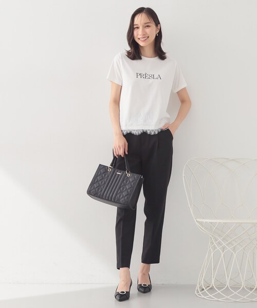 index(インデックス)の「【接触冷感/UVケア】裾レースロゴTシャツ《洗濯機OK/S-3L》(Tシャツ/カットソー・レディース・ブラウン系その他/ブラック/サックスブルー/オフホワイト・36/44/42/40/38)」の11枚目の写真