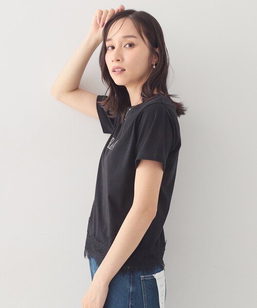 index(インデックス)の「【接触冷感/UVケア】裾レースロゴTシャツ《洗濯機OK/S-3L》(Tシャツ/カットソー・レディース・ブラウン系その他/ブラック/サックスブルー/オフホワイト・36/44/42/40/38)」の14枚目の写真