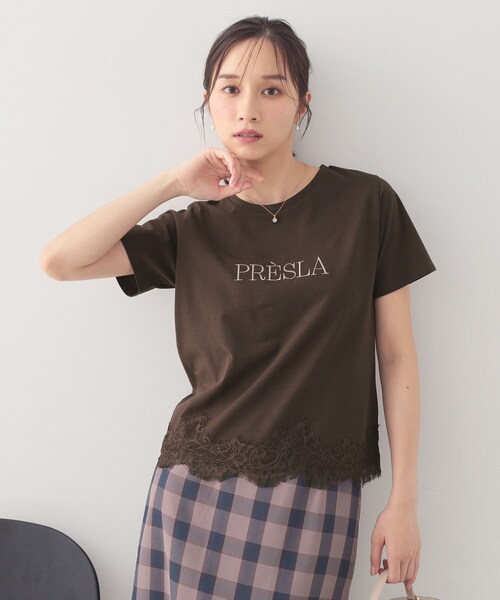 index(インデックス)の「【接触冷感/UVケア】裾レースロゴTシャツ《洗濯機OK/S-3L》(Tシャツ/カットソー・レディース・ブラウン系その他/ブラック/サックスブルー/オフホワイト・36/44/42/40/38)」の18枚目の写真
