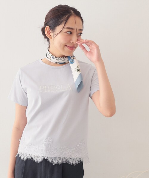 index(インデックス)の「【接触冷感/UVケア】裾レースロゴTシャツ《洗濯機OK/S-3L》(Tシャツ/カットソー・レディース・ブラウン系その他/ブラック/サックスブルー/オフホワイト・36/44/42/40/38)」の22枚目の写真