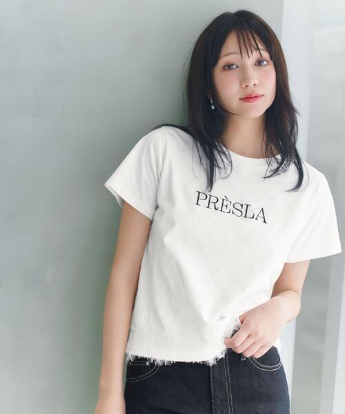 index(インデックス)の「【接触冷感/UVケア】裾レースロゴTシャツ《洗濯機OK/S-3L》(Tシャツ/カットソー・レディース・ブラウン系その他/ブラック/サックスブルー/オフホワイト・36/44/42/40/38)」の7枚目の写真
