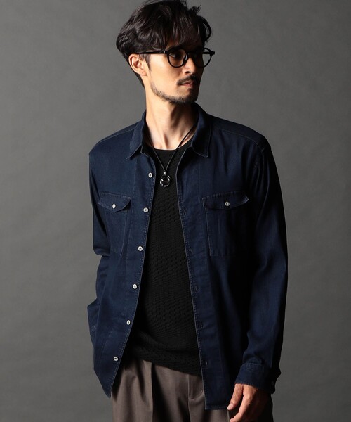 NICOLE CLUB FOR MEN(ニコルクラブフォーメン)の「ストレッチデニムシャツ(シャツ/ブラウス・メンズ・サックスブルー/ネイビー/グレー・XL/M/L)」の3枚目の写真