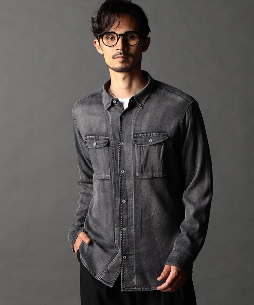 NICOLE CLUB FOR MEN(ニコルクラブフォーメン)の「ストレッチデニムシャツ(シャツ/ブラウス・メンズ・サックスブルー/ネイビー/グレー・XL/M/L)」の2枚目の写真