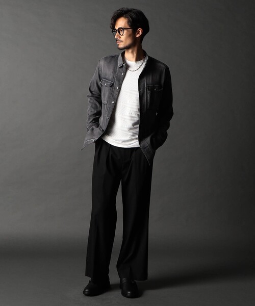 NICOLE CLUB FOR MEN(ニコルクラブフォーメン)の「ストレッチデニムシャツ(シャツ/ブラウス・メンズ・サックスブルー/ネイビー/グレー・XL/M/L)」の4枚目の写真