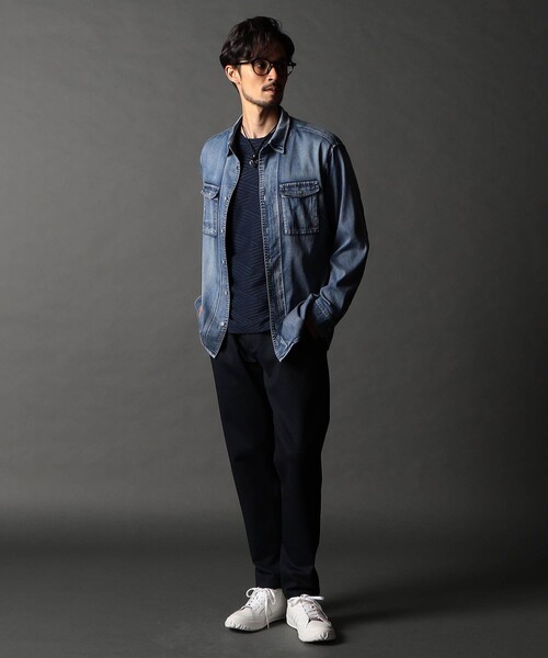 NICOLE CLUB FOR MEN(ニコルクラブフォーメン)の「ストレッチデニムシャツ(シャツ/ブラウス・メンズ・サックスブルー/ネイビー/グレー・XL/M/L)」の5枚目の写真