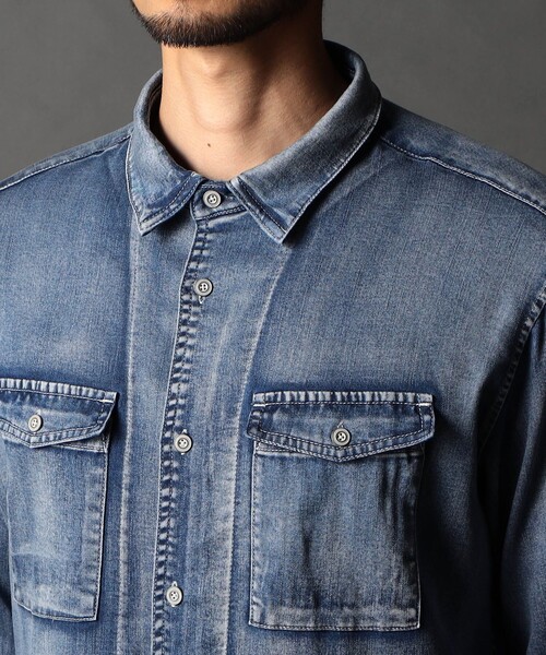 NICOLE CLUB FOR MEN(ニコルクラブフォーメン)の「ストレッチデニムシャツ(シャツ/ブラウス・メンズ・サックスブルー/ネイビー/グレー・XL/M/L)」の9枚目の写真