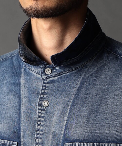NICOLE CLUB FOR MEN(ニコルクラブフォーメン)の「ストレッチデニムシャツ(シャツ/ブラウス・メンズ・サックスブルー/ネイビー/グレー・XL/M/L)」の10枚目の写真