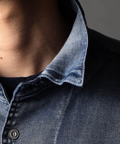 NICOLE CLUB FOR MEN(ニコルクラブフォーメン)の「ストレッチデニムシャツ(シャツ/ブラウス・メンズ・サックスブルー/ネイビー/グレー・XL/M/L)」の11枚目の写真