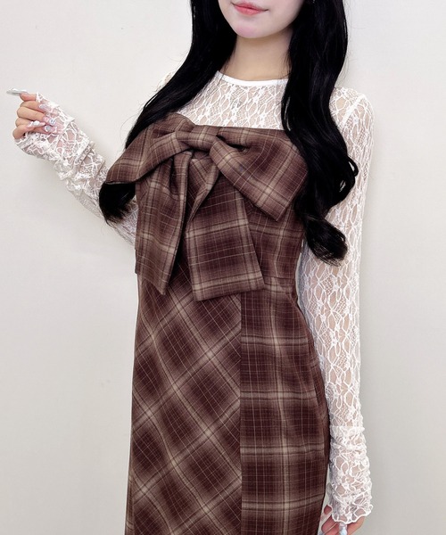 INGNI（イング）の「レーストップス（Tシャツ/カットソー・レディース・ブラウン/ブラック/オフホワイト・M）」の5枚目の写真