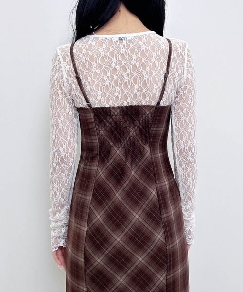 INGNI（イング）の「レーストップス（Tシャツ/カットソー・レディース・ブラウン/ブラック/オフホワイト・M）」の7枚目の写真
