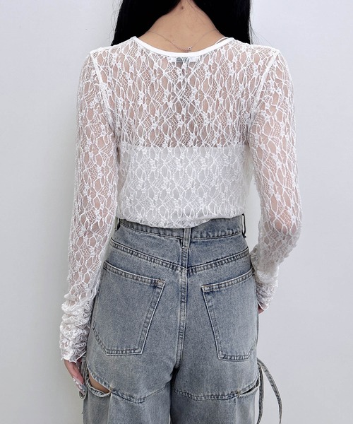 INGNI（イング）の「レーストップス（Tシャツ/カットソー・レディース・ブラウン/ブラック/オフホワイト・M）」の14枚目の写真