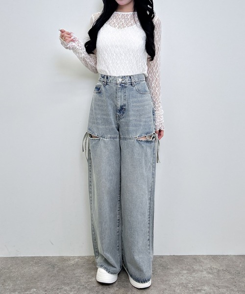 INGNI（イング）の「レーストップス（Tシャツ/カットソー・レディース・ブラウン/ブラック/オフホワイト・M）」の16枚目の写真