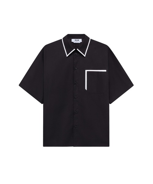 MSGM(エムエスジーエム)の「コントラストトリム ポプリンシャツ(シャツ/ブラウス・メンズ・ブラック・37)」の1枚目の写真