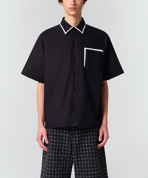 MSGM(エムエスジーエム)の「コントラストトリム ポプリンシャツ(シャツ/ブラウス・メンズ・ブラック・37)」の2枚目の写真