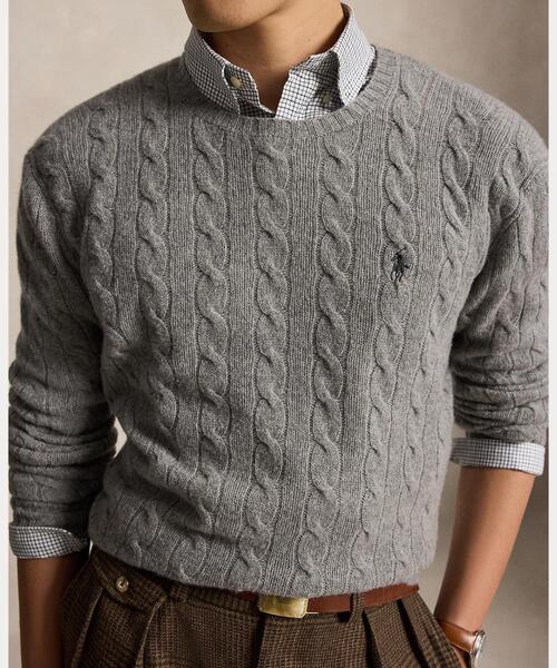 POLO RALPH LAUREN(ポロ ラルフ ローレン)の「ケーブルニット ウールカシミヤ セーター(ニット/セーター・メンズ・グレー系・S/M/L/XL/XS)」の7枚目の写真
