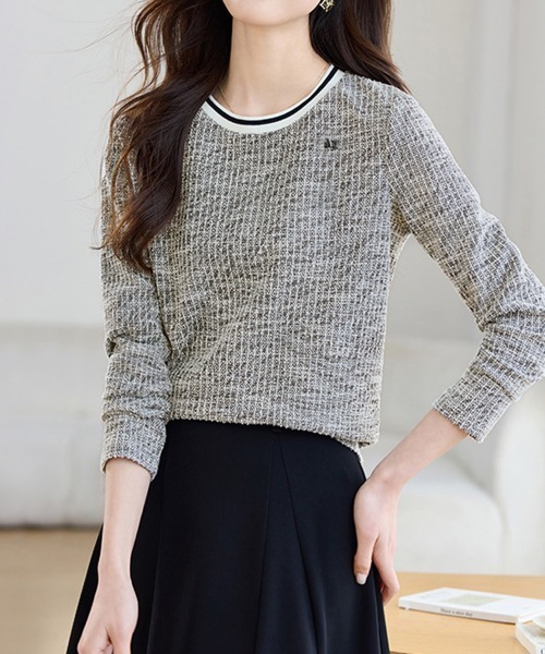 ONEP STAR(ワンピスター)の「配色リブツイード調長袖プルオーバー(Tシャツ/カットソー・レディース・ベージュ×ブラック・MEDIUM/X-LARGE/LARGE)」の6枚目の写真
