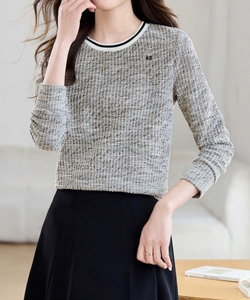 ONEP STAR(ワンピスター)の「配色リブツイード調長袖プルオーバー(Tシャツ/カットソー・レディース・ベージュ×ブラック・MEDIUM/X-LARGE/LARGE)」の7枚目の写真