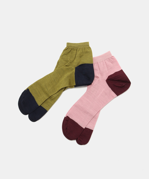 babaco(ババコ)の「babaco/ババコ 2pairs socks 靴下 BA02-BN16W(ソックス/靴下・レディース・カーキ・FREE)」の1枚目の写真