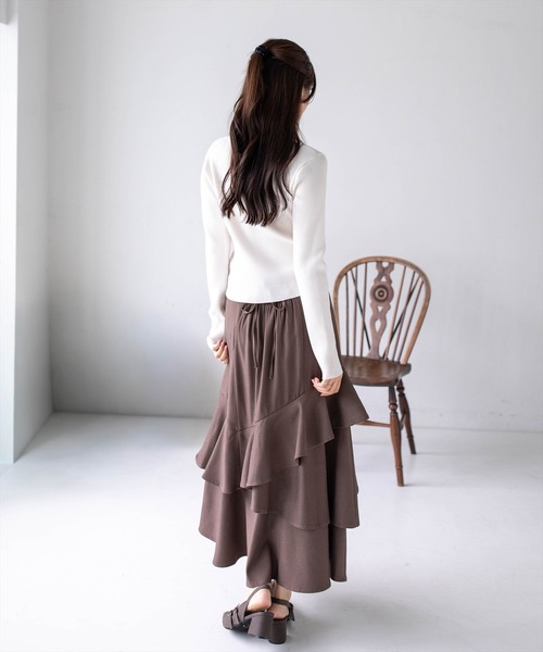 CLEAR BASIC（クリアベーシック）の「ダブルカラー長袖ニットトップス［骨格ストレート／クラシカル／上品］（ニット/セーター・レディース・ブラウン/イエロー系その他/アイボリー/ブラック/ボルドー・F）」の9枚目の写真