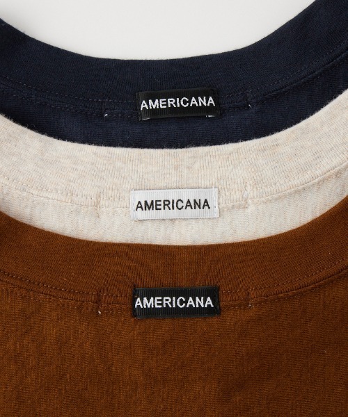 AMERICANA（アメリカーナ）の「[Americana/アメリカーナ] AMRCN バックプリントロンT（Tシャツ/カットソー・レディース・オートミール/ネイビー/マスタード・ONE SIZE）」の7枚目の写真