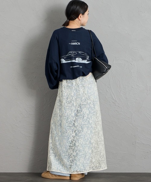 AMERICANA（アメリカーナ）の「[Americana/アメリカーナ] AMRCN バックプリントロンT（Tシャツ/カットソー・レディース・オートミール/ネイビー/マスタード・ONE SIZE）」の17枚目の写真