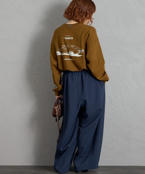 AMERICANA（アメリカーナ）の「[Americana/アメリカーナ] AMRCN バックプリントロンT（Tシャツ/カットソー・レディース・オートミール/ネイビー/マスタード・ONE SIZE）」の16枚目の写真