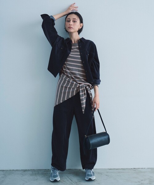 ANY(エニィ)の「コーデュロイショートシャツ(シャツ/ブラウス・レディース・ベージュ系/ダークブラウン系・X-LARGE)」の4枚目の写真