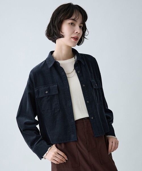ANY(エニィ)の「コーデュロイショートシャツ(シャツ/ブラウス・レディース・ベージュ系/ダークブラウン系・X-LARGE)」の7枚目の写真