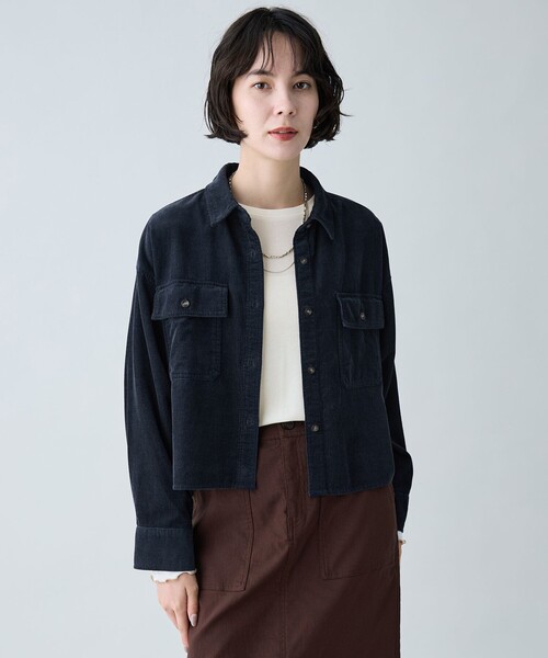 ANY(エニィ)の「コーデュロイショートシャツ(シャツ/ブラウス・レディース・ベージュ系/ダークブラウン系・X-LARGE)」の8枚目の写真