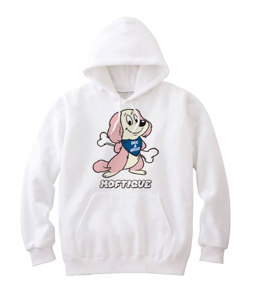 Moftique(モフティック)の「Moftique(モフティック) プルパーカー レディース スウェット アニマル 犬 ドッグ イラスト ロゴ プリント プルオーバーパーカー フーディー スエット トップス ユニセックス(パーカー・レディース・ブラック系2/ブラック系1/ホワイト系1/ホワイト系2・XS/S)」の3枚目の写真