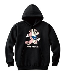Moftique（モフティック） プルパーカー レディース スウェット アニマル 犬 ドッグ イラスト ロゴ プリント プルオーバーパーカー フーディー スエット トップス ユニセックス