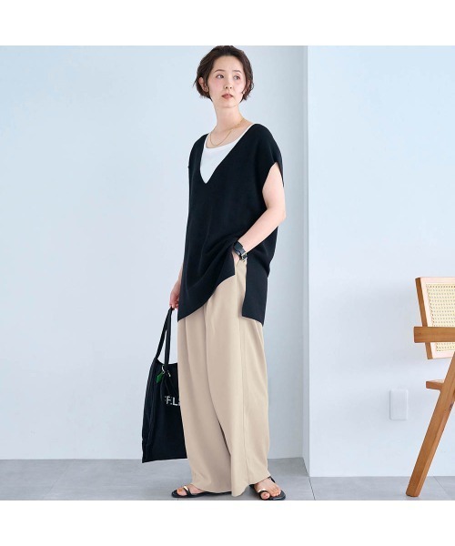 StyleNote（スタイルノート）の「ラクしてキレイを叶えるタックワイドパンツ（その他パンツ・レディース・ベージュ/グレー/ブラック・L1/M3/M1/S1/L2/M2/S2）」の12枚目の写真