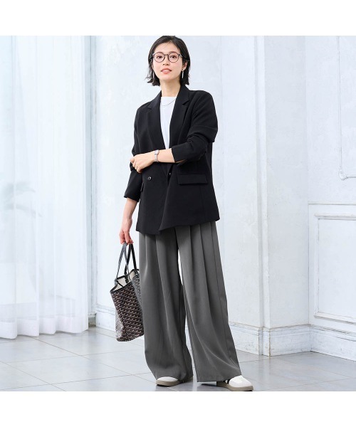 StyleNote（スタイルノート）の「ラクしてキレイを叶えるタックワイドパンツ（その他パンツ・レディース・ベージュ/グレー/ブラック・L1/M3/M1/S1/L2/M2/S2）」の7枚目の写真