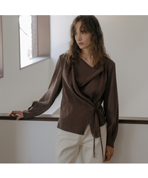 Modal cowl wrap blouse [TIFA06BL03]_Brown