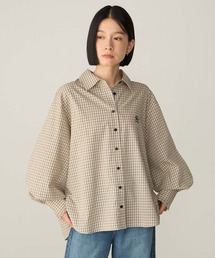 ベージュ フリル袖 シャツ レディース 袖 フリルブラウス ボリューム」に該当するベージュ系のファッション