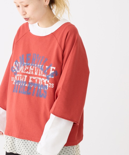 HEART MARKET(ハートマーケット)の「7分袖プリントミニ裏毛プルオーバー(Tシャツ/カットソー・レディース・グレー/レッド/チャコール/ダークパープル・FREE)」の7枚目の写真
