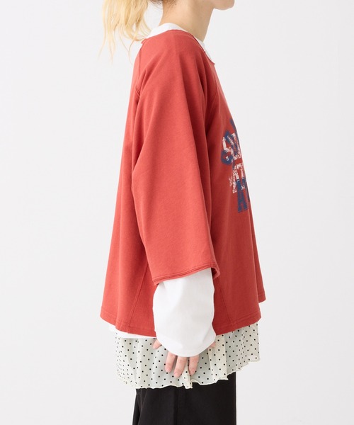 HEART MARKET(ハートマーケット)の「7分袖プリントミニ裏毛プルオーバー(Tシャツ/カットソー・レディース・グレー/レッド/チャコール/ダークパープル・FREE)」の5枚目の写真