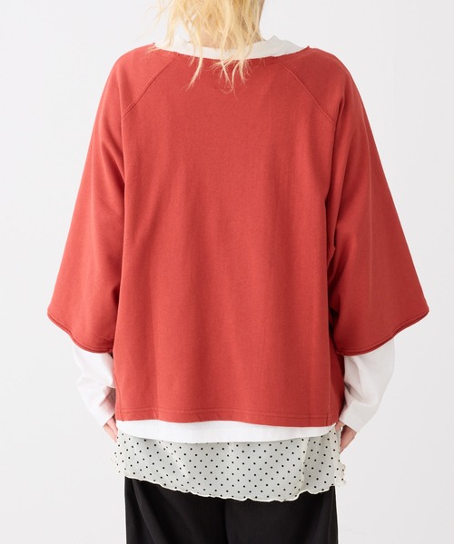 HEART MARKET(ハートマーケット)の「7分袖プリントミニ裏毛プルオーバー(Tシャツ/カットソー・レディース・グレー/レッド/チャコール/ダークパープル・FREE)」の6枚目の写真