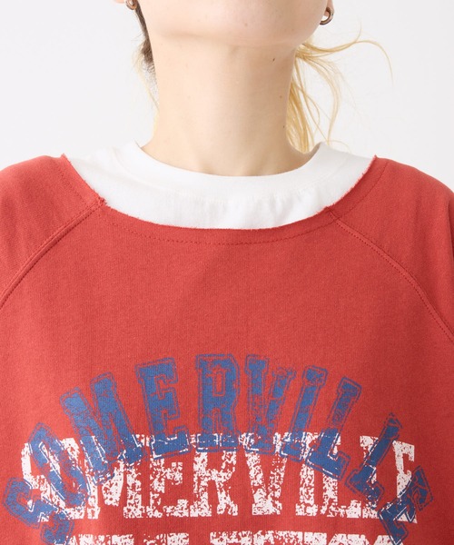 HEART MARKET(ハートマーケット)の「7分袖プリントミニ裏毛プルオーバー(Tシャツ/カットソー・レディース・グレー/レッド/チャコール/ダークパープル・FREE)」の9枚目の写真
